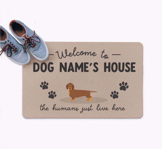 The Humans Just Live Here: Personalised {breedFullName} Doormat